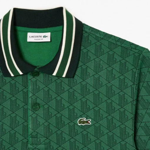 Lacoste Polo Shirts-Classic Fit Contrast Collar Monogram Motif Polo Shirt