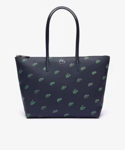 Lacoste Bags-Coated Canvas Croc Print Tote Bag