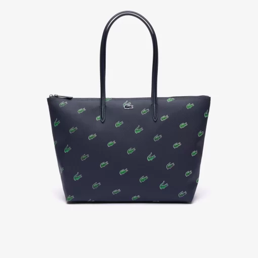 Lacoste Bags-Coated Canvas Croc Print Tote Bag