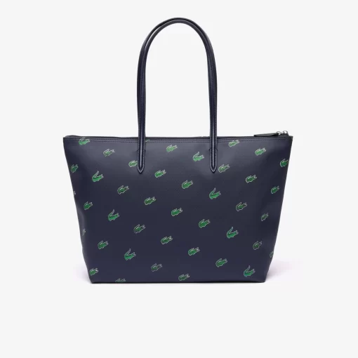 Lacoste Bags-Coated Canvas Croc Print Tote Bag