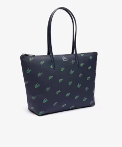 Lacoste Bags-Coated Canvas Croc Print Tote Bag