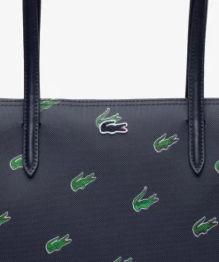 Lacoste Bags-Coated Canvas Croc Print Tote Bag