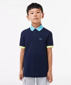 Lacoste Boy Clothing-Colourblock Cotton Pique Polo Shirt