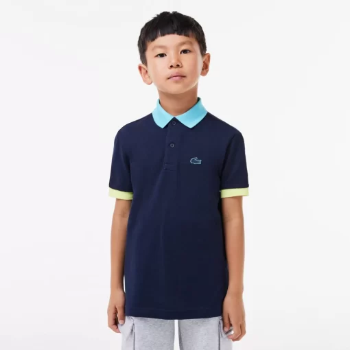 Lacoste Boy Clothing-Colourblock Cotton Pique Polo Shirt