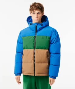 Lacoste Jackets & Coats-Colourblock Hooded Down Jacket