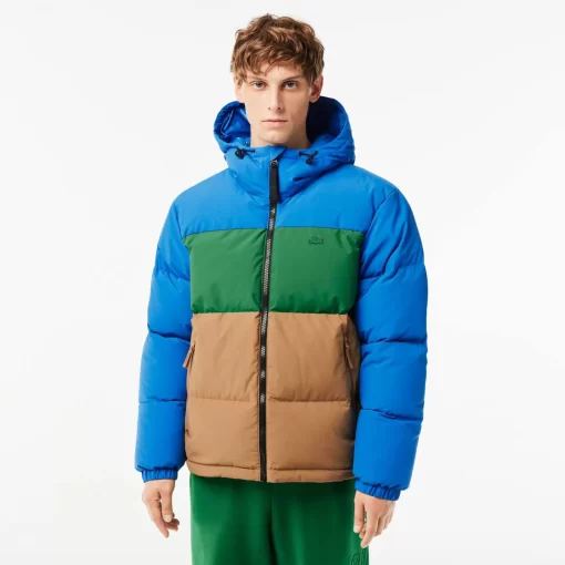 Lacoste Jackets & Coats-Colourblock Hooded Down Jacket