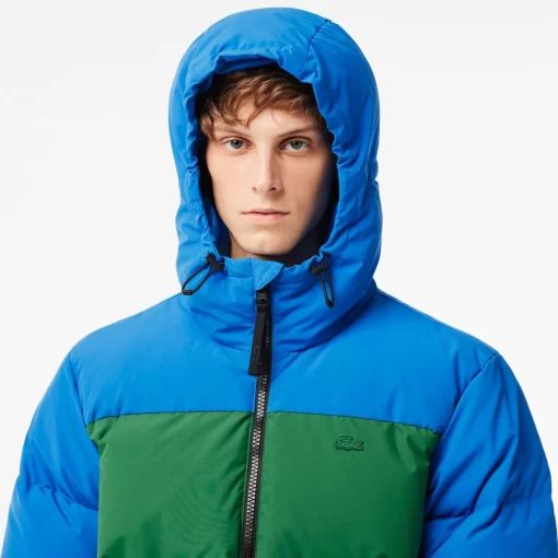 Lacoste Jackets & Coats-Colourblock Hooded Down Jacket