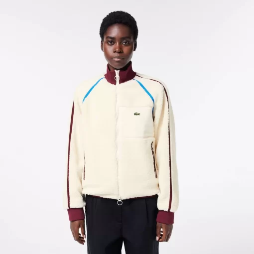 Lacoste Jackets & Coats-Contrast Accent Fleece Sweatshirt