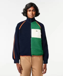 Lacoste Jackets & Coats-Contrast Accent Fleece Sweatshirt