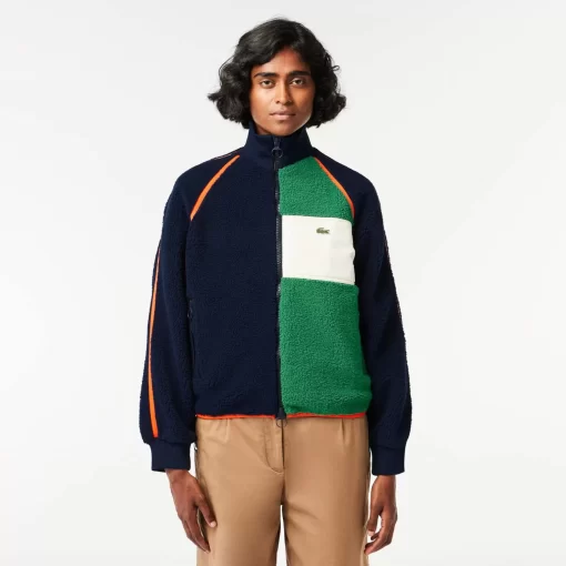 Lacoste Jackets & Coats-Contrast Accent Fleece Sweatshirt