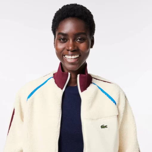 Lacoste Jackets & Coats-Contrast Accent Fleece Sweatshirt