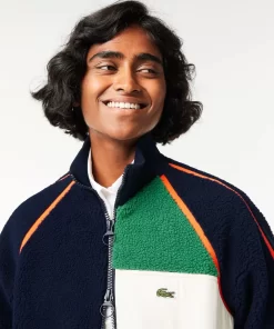 Lacoste Jackets & Coats-Contrast Accent Fleece Sweatshirt