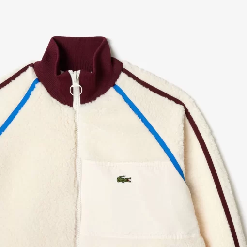 Lacoste Jackets & Coats-Contrast Accent Fleece Sweatshirt