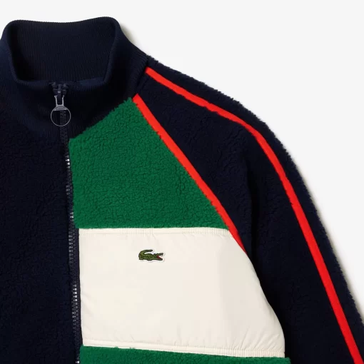 Lacoste Jackets & Coats-Contrast Accent Fleece Sweatshirt