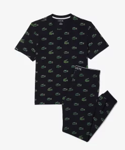 Lacoste Underwear & Lounge Wear-Contrast Branding Pyjamas Set