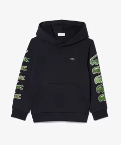 Lacoste Girl Clothing-Contrast Crocodile Hoodie