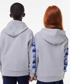 Lacoste Girl Clothing-Contrast Crocodile Hoodie