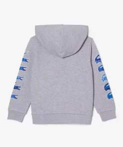 Lacoste Girl Clothing-Contrast Crocodile Hoodie