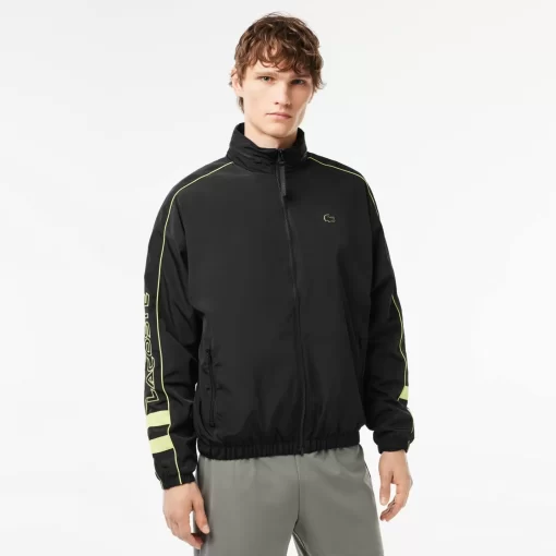 Lacoste Tracksuits-Contrast Detail Water Resistant Zipped Taffeta Sportsuit Jacket