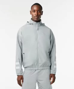 Lacoste Tracksuits-Contrast Detail Water Resistant Zipped Taffeta Sportsuit Jacket