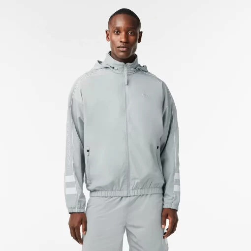 Lacoste Tracksuits-Contrast Detail Water Resistant Zipped Taffeta Sportsuit Jacket