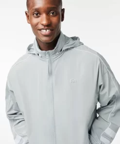 Lacoste Tracksuits-Contrast Detail Water Resistant Zipped Taffeta Sportsuit Jacket