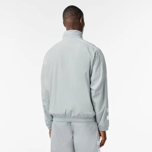 Lacoste Tracksuits-Contrast Detail Water Resistant Zipped Taffeta Sportsuit Jacket