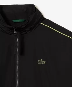 Lacoste Tracksuits-Contrast Detail Water Resistant Zipped Taffeta Sportsuit Jacket