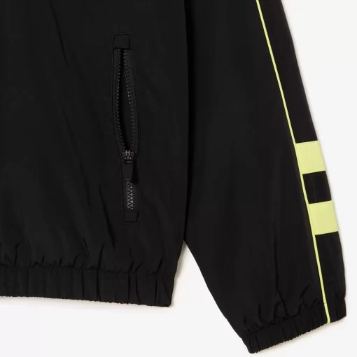 Lacoste Tracksuits-Contrast Detail Water Resistant Zipped Taffeta Sportsuit Jacket