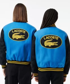 Lacoste Jackets & Coats-Contrast Monogram Sleeve Teddy Jacket