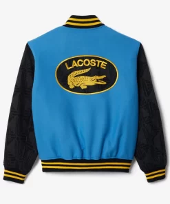 Lacoste Jackets & Coats-Contrast Monogram Sleeve Teddy Jacket