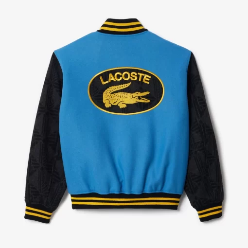 Lacoste Jackets & Coats-Contrast Monogram Sleeve Teddy Jacket