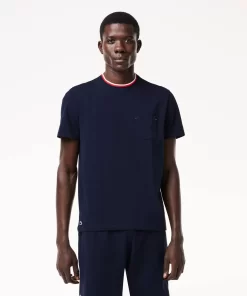 Lacoste Underwear & Lounge Wear-Contrast Neck Pyjama Top