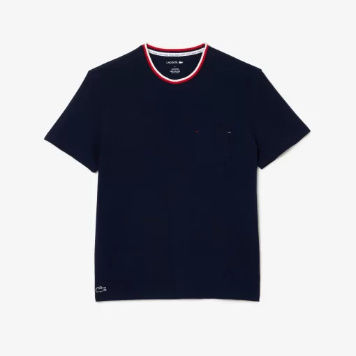 Lacoste Underwear & Lounge Wear-Contrast Neck Pyjama Top