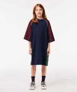 Lacoste Girl Clothing-Contrast Panel Cotton T-Shirt Dress