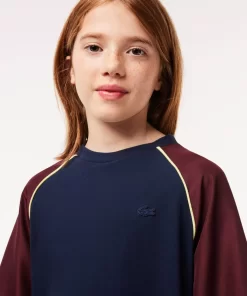 Lacoste Girl Clothing-Contrast Panel Cotton T-Shirt Dress