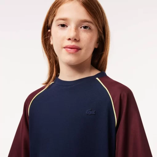 Lacoste Girl Clothing-Contrast Panel Cotton T-Shirt Dress