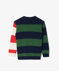 Lacoste Girl Clothing-Contrast Sleeve Striped Sweater