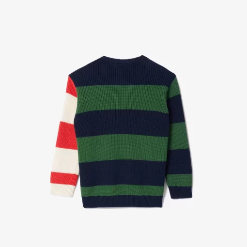 Lacoste Girl Clothing-Contrast Sleeve Striped Sweater