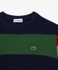 Lacoste Girl Clothing-Contrast Sleeve Striped Sweater