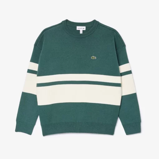 Lacoste Girl Clothing-Contrast Stripe Cotton Sweater