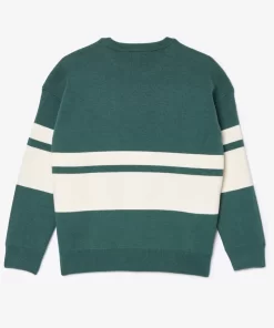 Lacoste Girl Clothing-Contrast Stripe Cotton Sweater