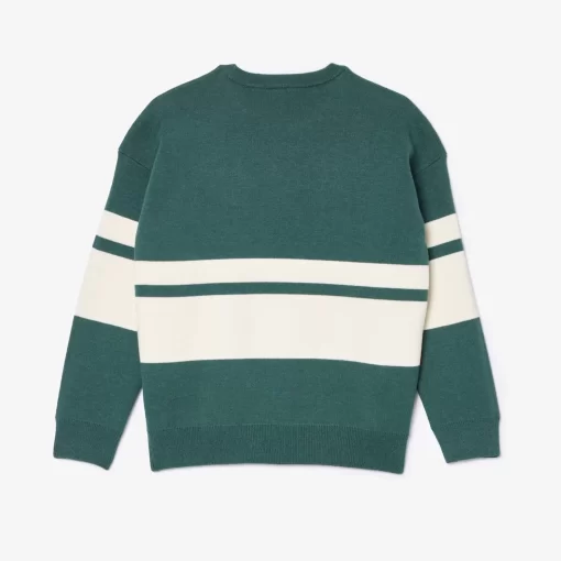 Lacoste Girl Clothing-Contrast Stripe Cotton Sweater