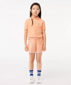 Lacoste Girl Clothing-Contrast Stripe Terry Shorts