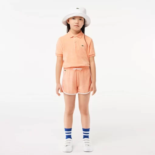 Lacoste Girl Clothing-Contrast Stripe Terry Shorts