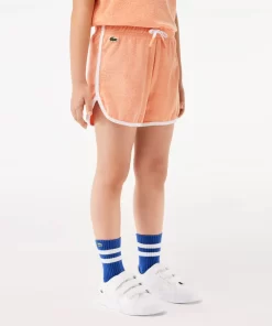 Lacoste Girl Clothing-Contrast Stripe Terry Shorts