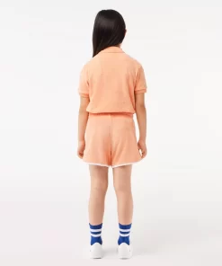 Lacoste Girl Clothing-Contrast Stripe Terry Shorts