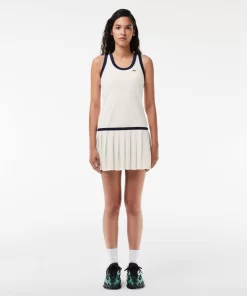 Lacoste Dresses & Skirts-Contrast Trim Pleated Skirt Terry Dress