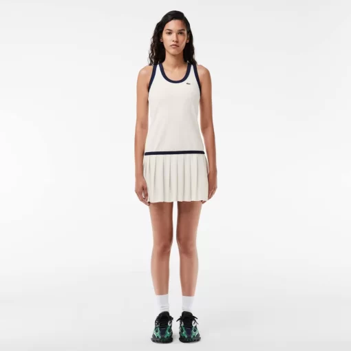 Lacoste Dresses & Skirts-Contrast Trim Pleated Skirt Terry Dress