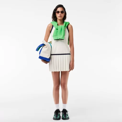 Lacoste Dresses & Skirts-Contrast Trim Pleated Skirt Terry Dress